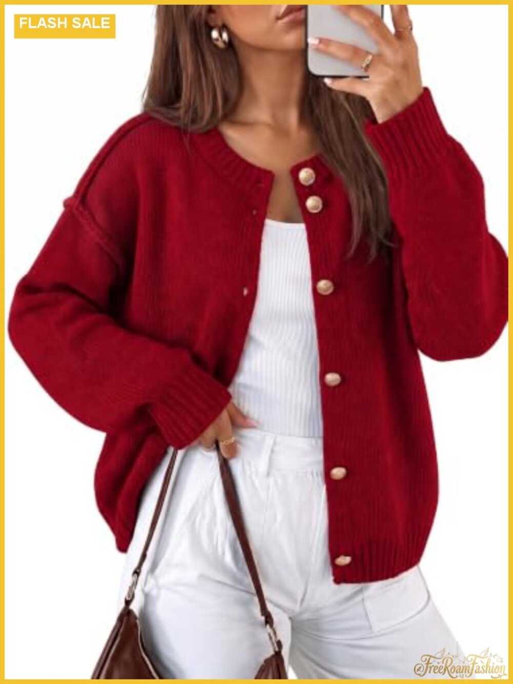 Women's Chunky Knit Button Up Cardigan Oversized Ribbed Long Sleeve Sweater